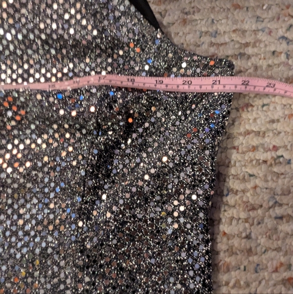 Molly Malloy Evening Gown Silver Sequin Dress Size 18 With Split In Back - Picture 10 of 10